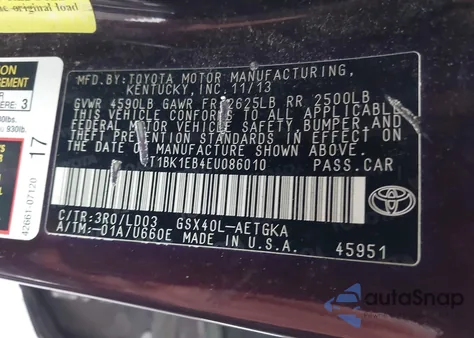 2014 Toyota Avalon Xle from USA, damaged, VIN 4T1BK1EB4EU086010